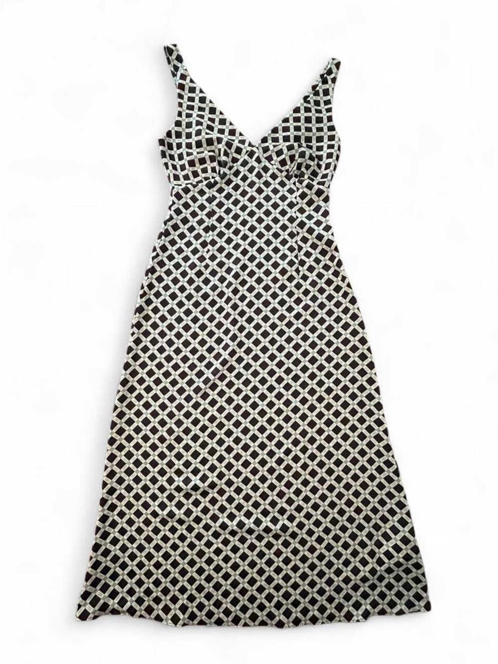Minkpink Nova Bias Midi Slip Dress in Black, White, and Teal